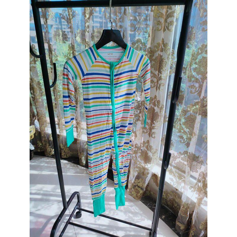 

European and American Style Bamboo Fiber Spring and Autumn Romper Rainbow Stripes Newborn Baby