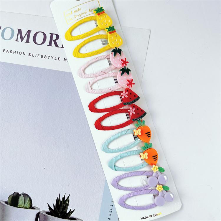 2021 Cute 10 Pcs/set Cartoon Hair Clips for Baby Girl Hairclip Flower Fruit Hair Pins Kids Hair Accessories Gift