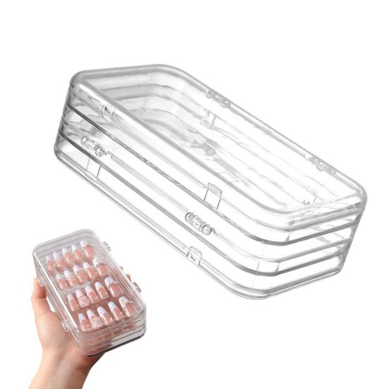 Clear Press On Nail Storage Box Folding Nail Art Storage Box Large Capacity Plastic Display Case for Press-On Nails & Tips