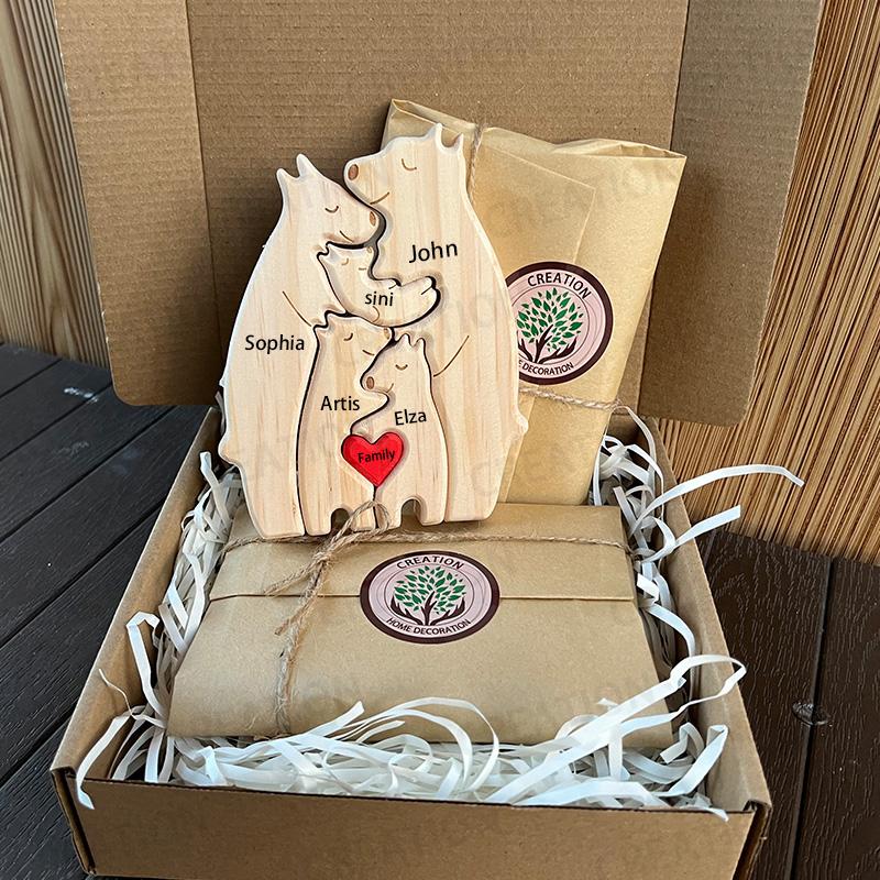 Art Puzzles Free Custom Wooden Bear Home Puzzles Custom Name Warm Gifts Anniversary Birthday Gifts Christmas Home Decor Ornament