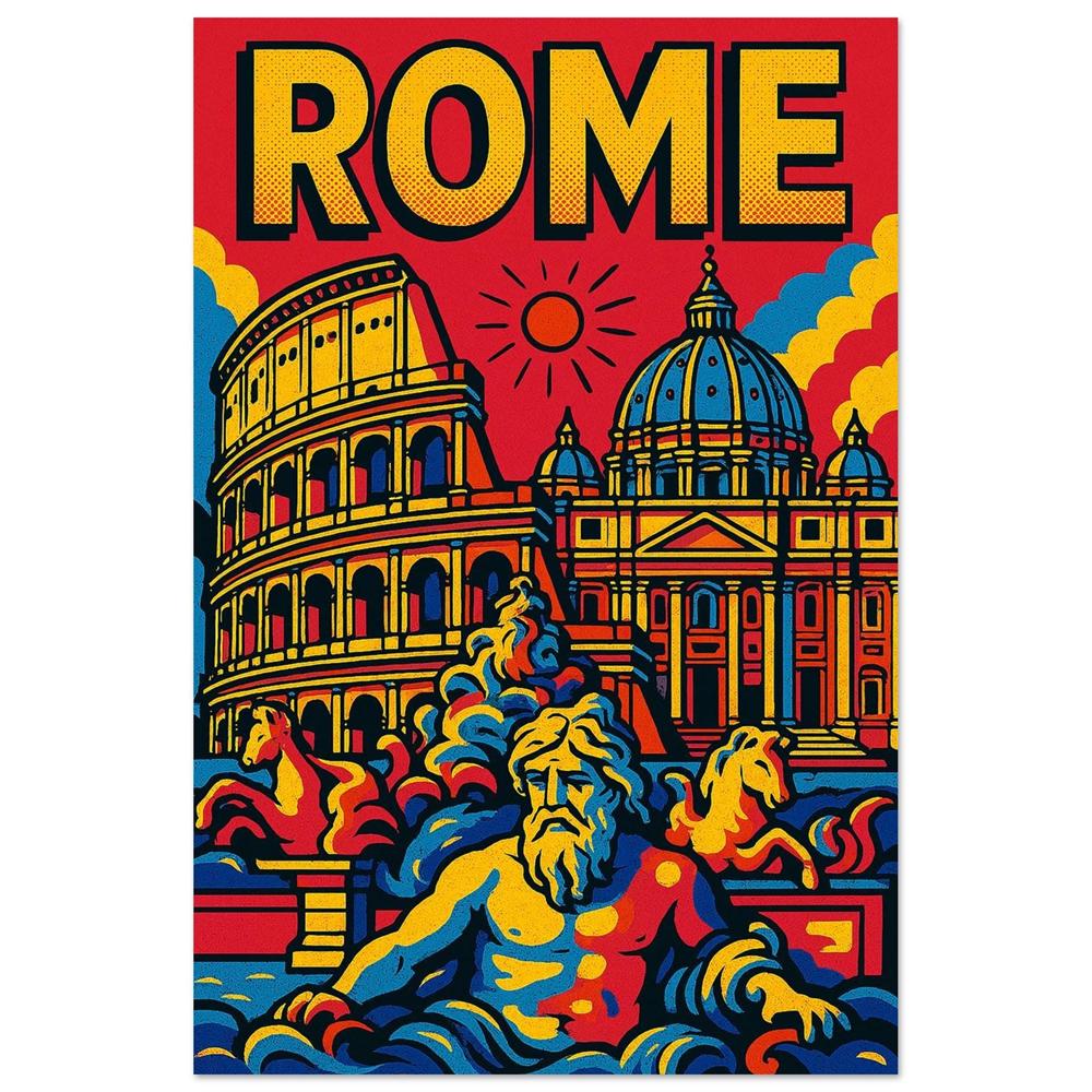 Icons of Rome Art Prints Trastevere Rome Pop Art Poster Spanish Steps Art Print Rome Travel Poster Pop Art Canvas Painting 21X30CMNo Framed