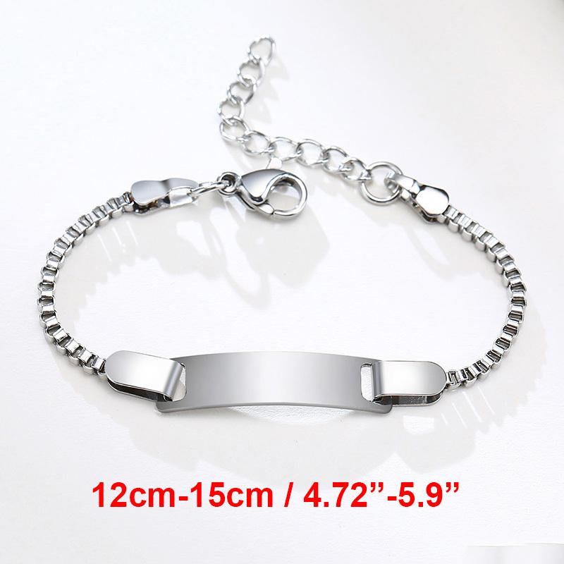 Vnox Mom Daughter Anti Allergy Stainless Steel Baby Bracelets Personalize Name Birth Date Bar Custom Girls Boys Baptism Gifts