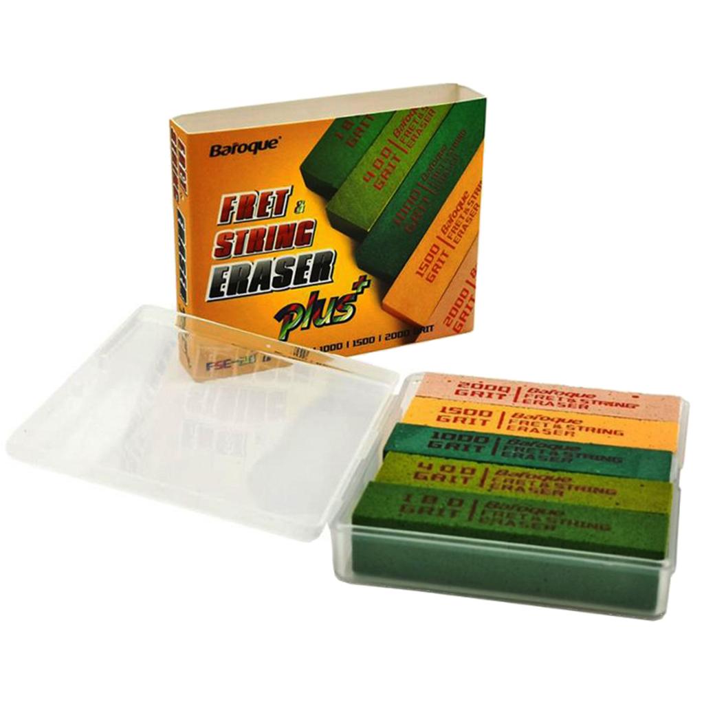 Guitar Fret Erasers Fret Polishing Abrasive Rubber Block, Fret Cleaning Polish Kits for Fretwire String, Set of 5 Grits