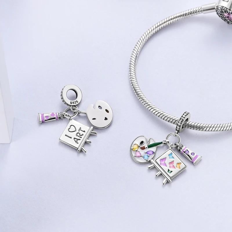 Authentic Charm Bead Charms copper Plated Artistic Painting Board Pendants Compatible With Bracelets Ideal For Women Jewellery Making Fine Gifts