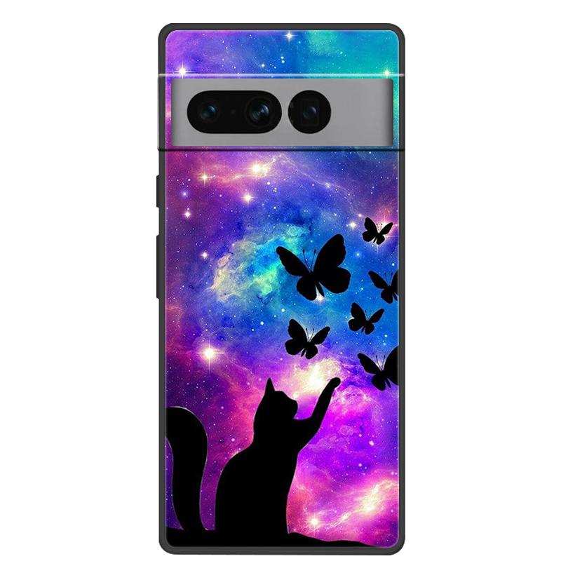 For Google Pixel 7 Pro Case Soft Black Silicone Bumper Butterfly Phone Cover for Googe Pixel7 7Pro Pixel7Pro Cases Fundas Coque