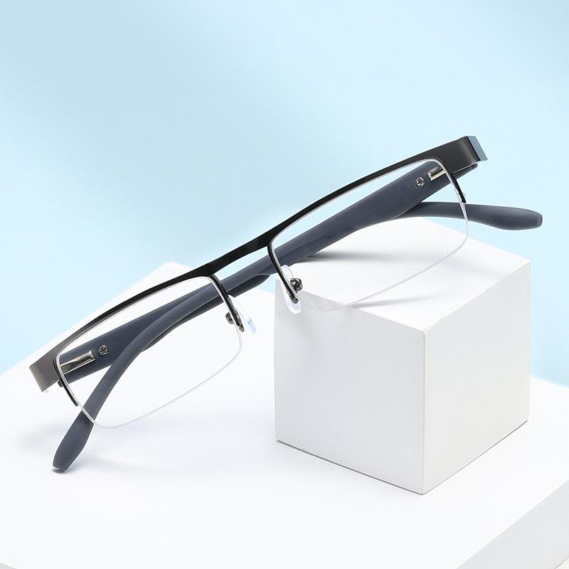 Fashion Half Frame Reading Glasses Men Women Square Metal Optical Eyeglasses Vintage Presbyopia Eyewear