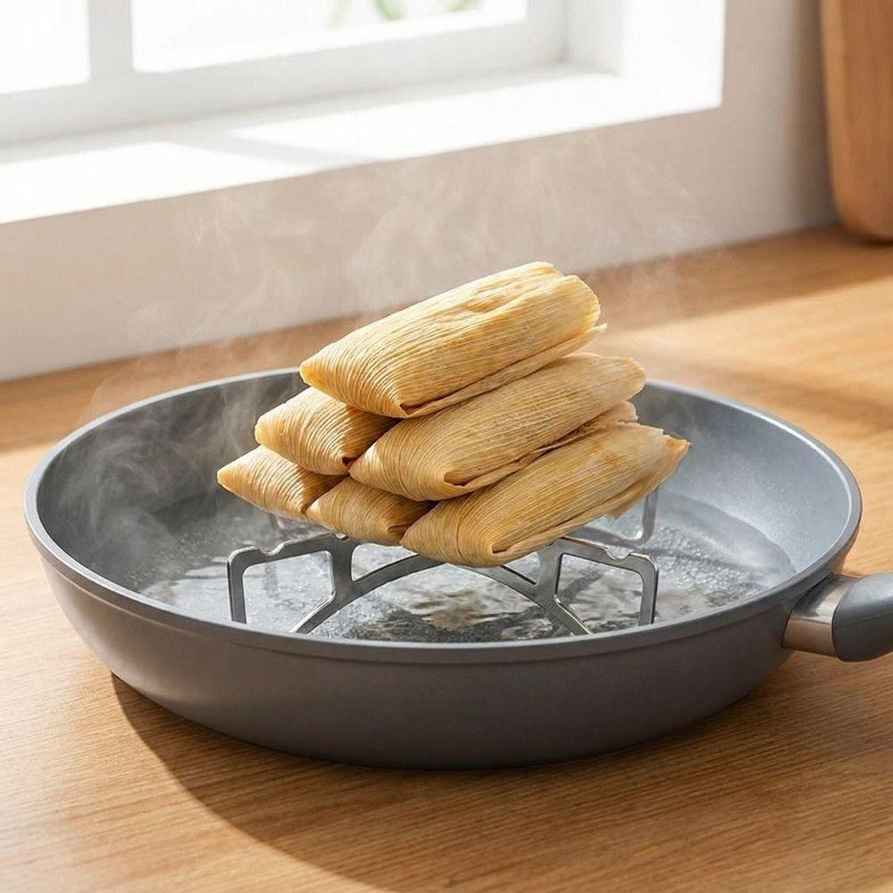 Stainless Steel Cross Steaming Rack Folding Baking Pot Stand Practical Stove Rack  for Kitchen