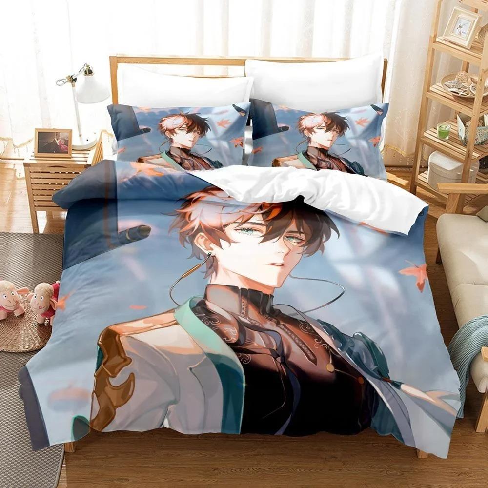 Modny 3D Nadruk Honkai Star Rail Pościel Cartoon Anime Zestaw Trzyczęściowy Sypialnia Dorosłego Dziecka Poszewka na Kołdrę Zestawy Tekstylia Domowe