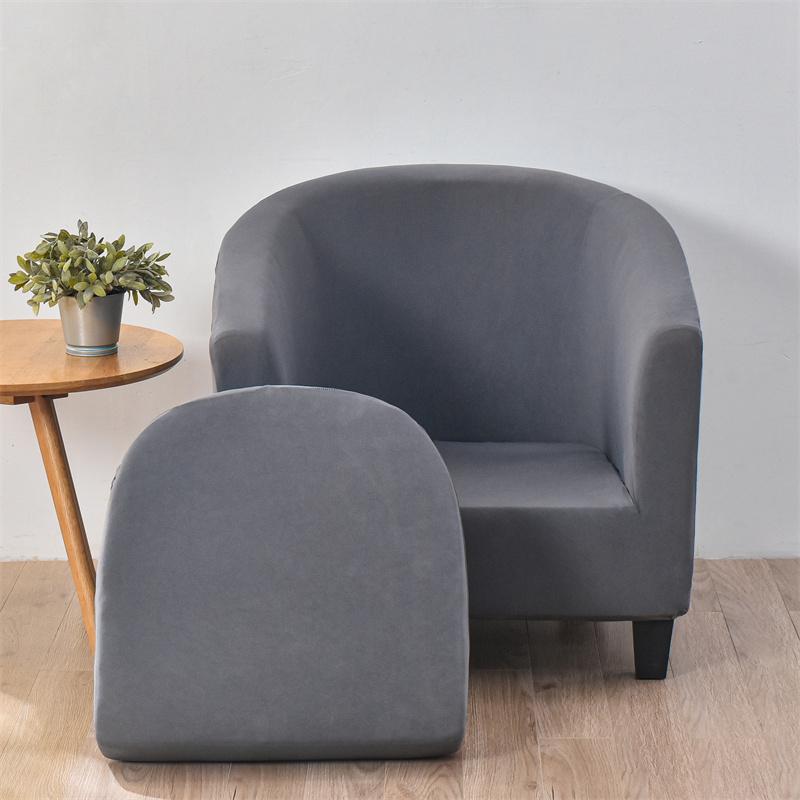 Solid Color Tub Chair Cover Stretch Armchair Cover Club Sofa Slipcover Armchair Covers With Cushion Cover For Living Room Home
