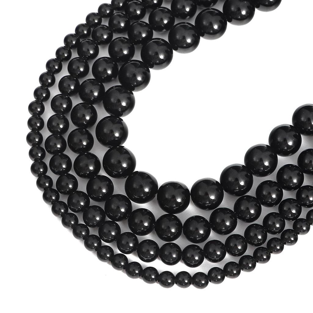 32-62 stk natursteinperler svarte obsidian runde perler for smykkelaging DIY armbånd halskjede
