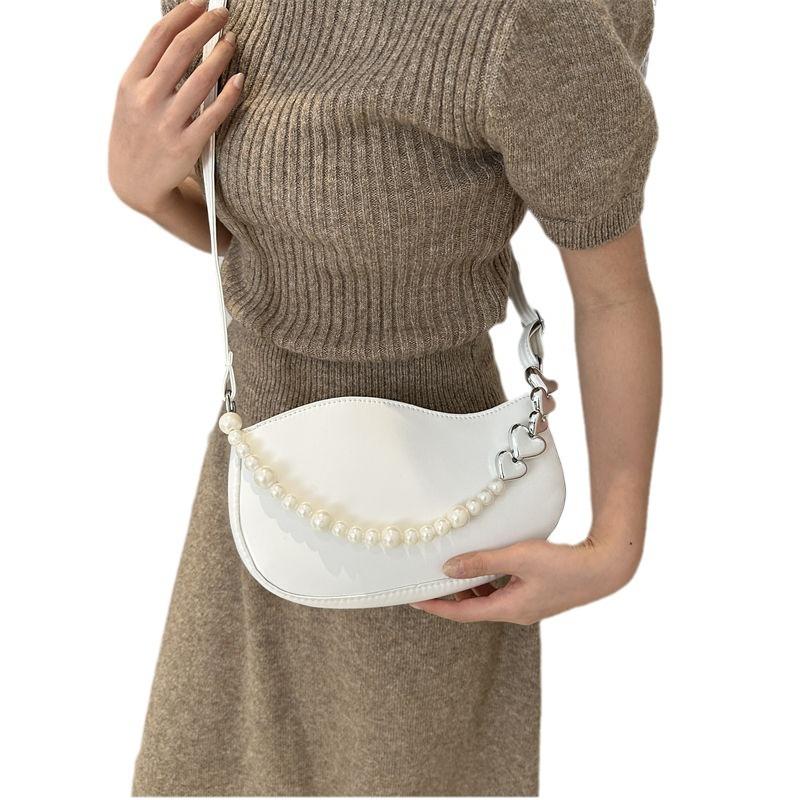 Premium Pearl Small Bag Women's 2025 New Korean Version Niche Design Fashion Shoulder Underarm Bag Chain Messenger Bag
