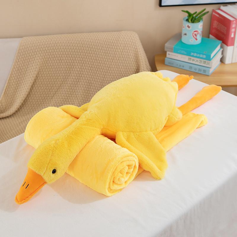Fluffy Goose Plush Toy Soft Air Conditioning Blanket Pillow Adorable Bed Leg Hug Doll