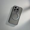 Matte Finish IPhone 17 Pro Max Case With 360 Rotating Magnetic Kickstand Metal-PC Hybrid Heat Dissipation Mesh Design
