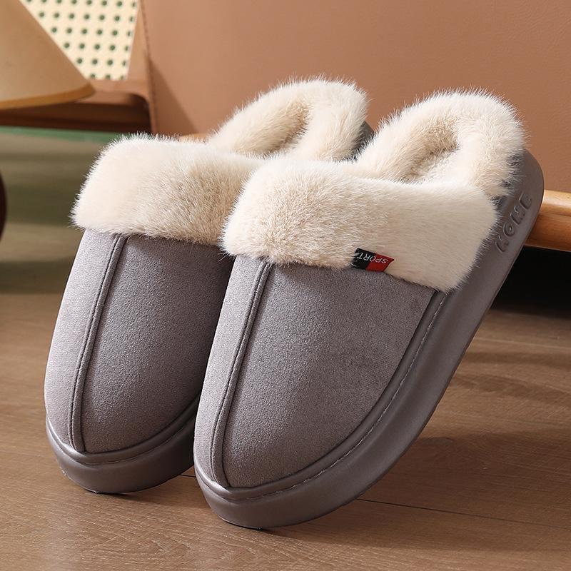 Winter cotton slippers EA thick-bottomed velvet warm home couple comfortable warm feet odorless, fluffy slippers