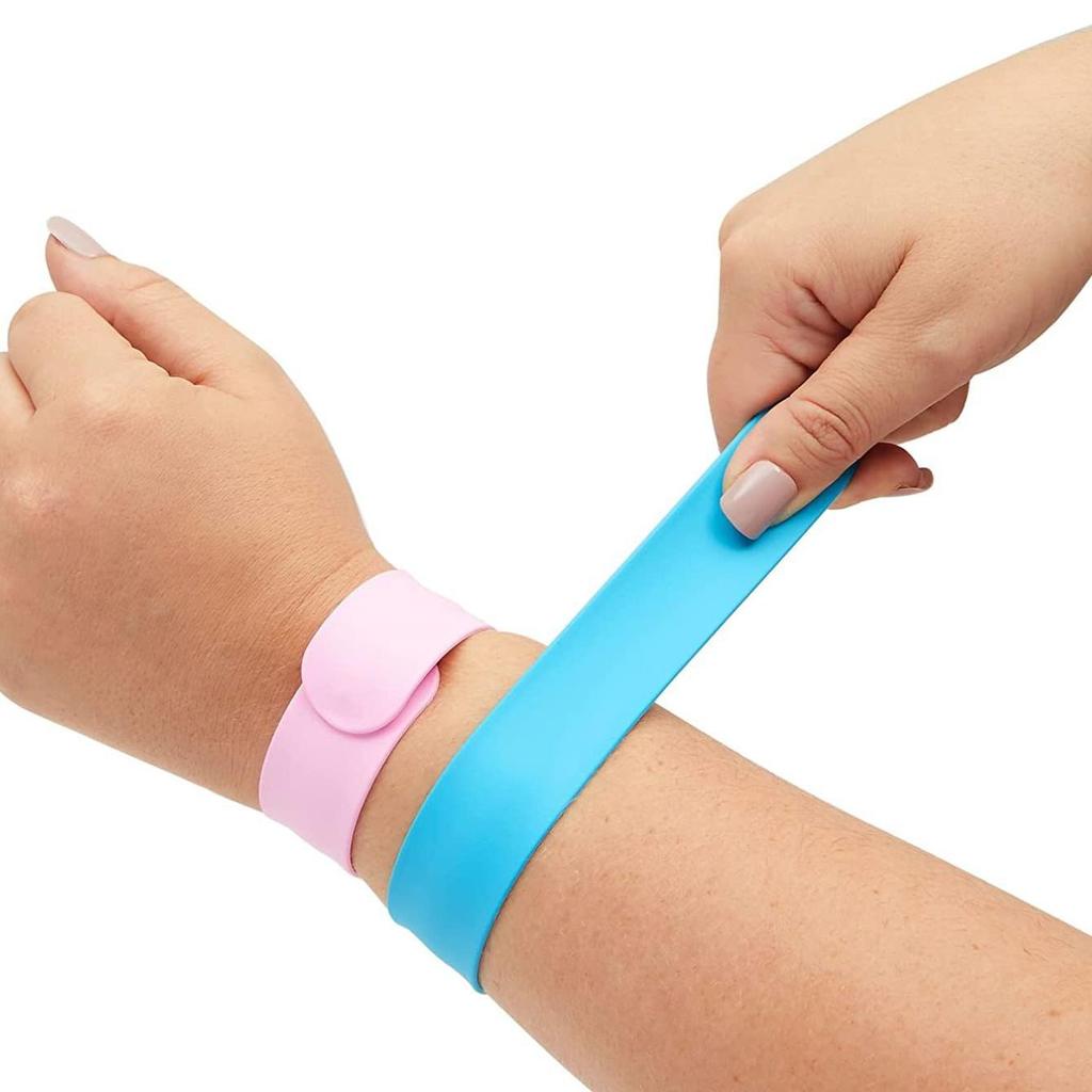 Silicone Snap Bracelet with Printed Text Pattern - Solid Color Slap Ruler Wristband for Adults and Children