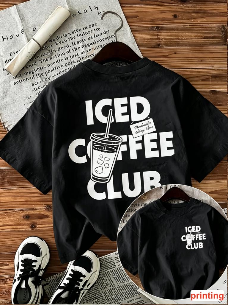 Vintage Always Open Coffee Sketch Print Tee Crew Neck Short Sleeve Casual Tee Allseason Caffeine Lovers  Laidback Days
