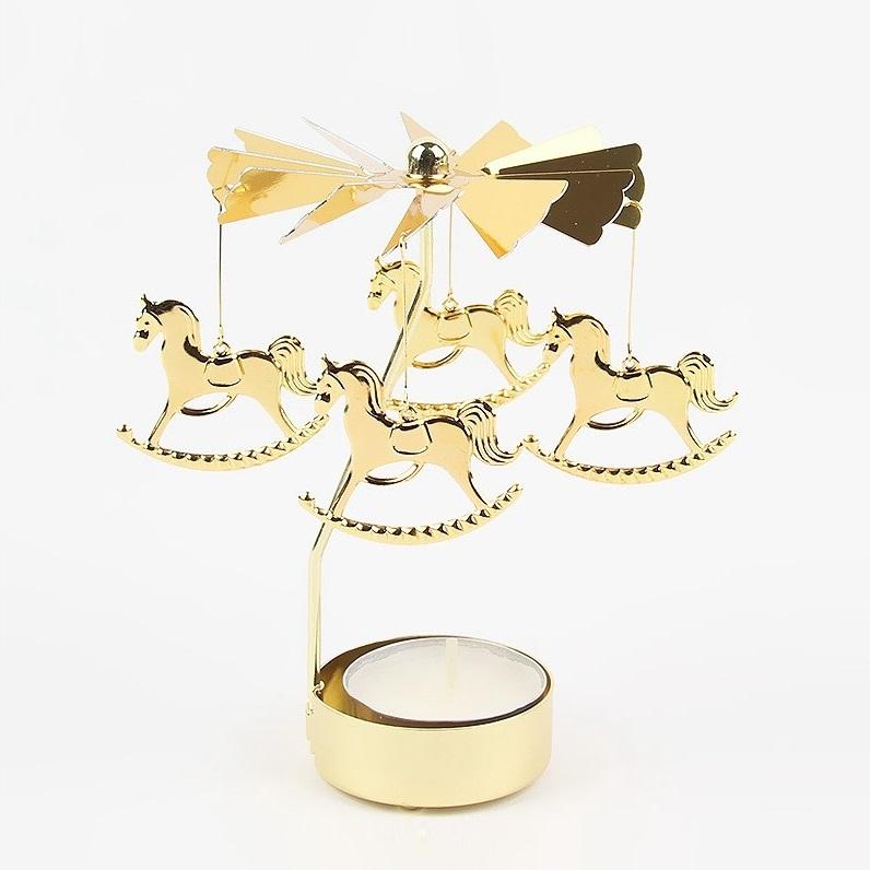 Gol2026 Christmas Tree Snowman Santa Birthday Angel Fairy Spinning Rotating Carousel Candle Holder Tealight Drop Shipping