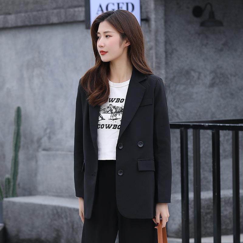 

Новый черный верблюжий маленький пиджак для женщин Весна и осень Повседневный пиджак для женщин 2XL