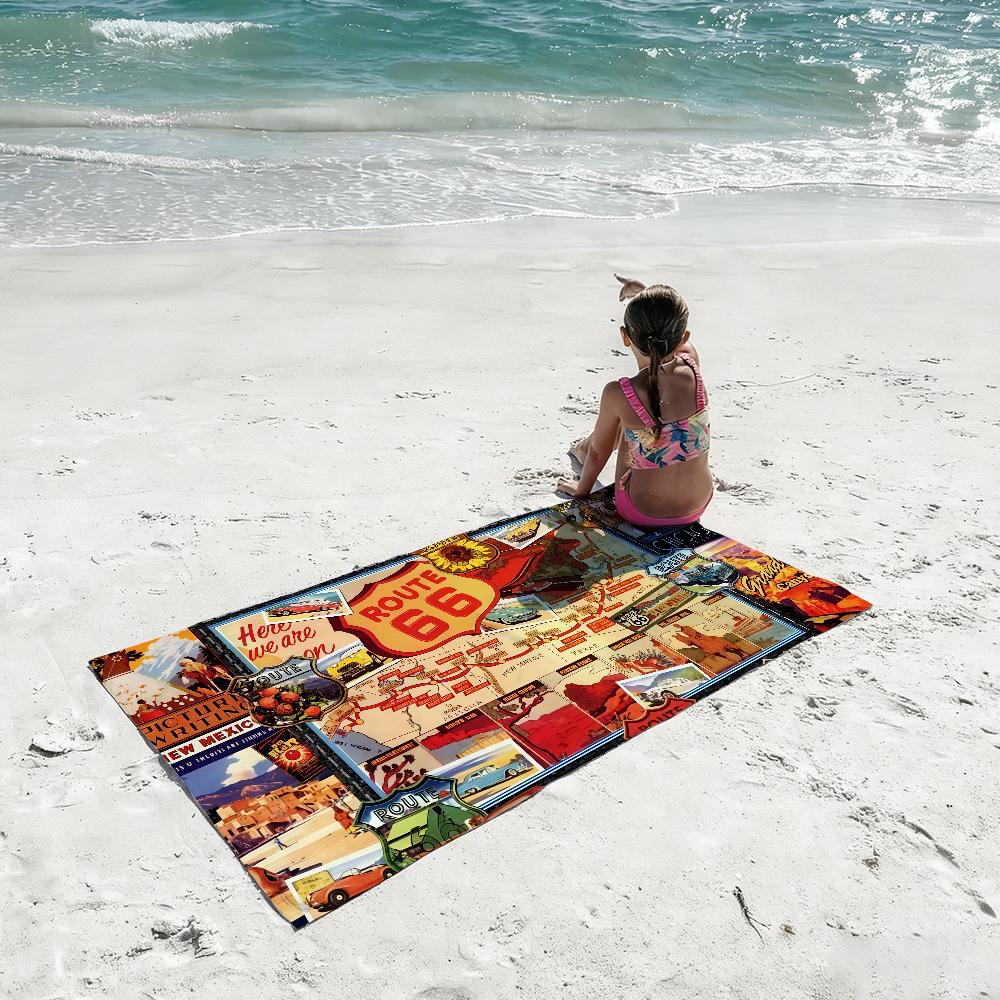 Fashion US Route 66 Towel Quick Drying Beach Towels Are Suitable For Swimming Pools Camping Yoga And The Gym