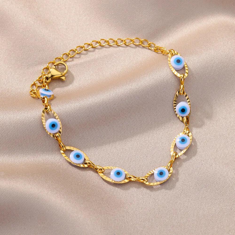 Fashion new personalized creative multi-color all devil's eye stainless steel gold-plated trend bracelet