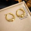 Trendy 316L Stainless Steel Twisted Luck Bead Stud Earrings