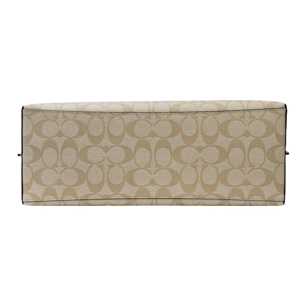 Coach Mollie Classic Logo Monogram Print Coated Canvas And Smooth Leather Tote Bag Women tote bags White Khaki 1665-IMDQC