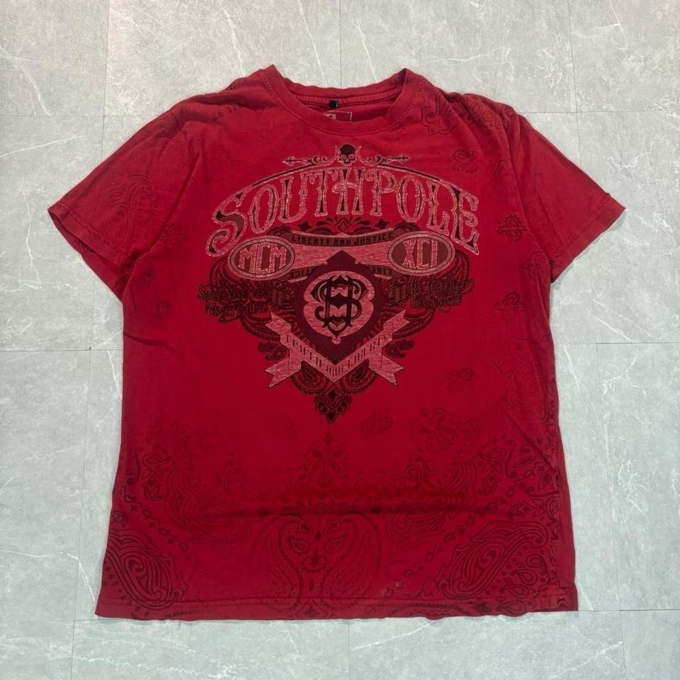 Southpole red graphic tee with all over print #skater Unisex T-Shirt L