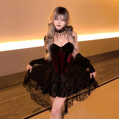 Halloween Costume Babes Dark Goth Sexy Nightclub Pure Lust Skinny Vampire Skirt Black