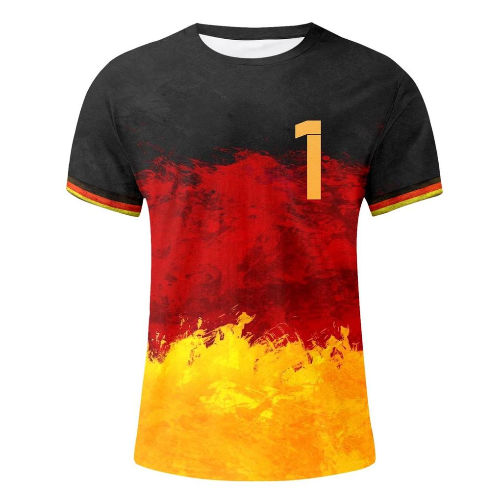Kortmouwige Ronde Hals T-shirt met Cijferprint Casual Pasvorm Unisex Top voor Dagelijks Gebruik Sportactiviteiten