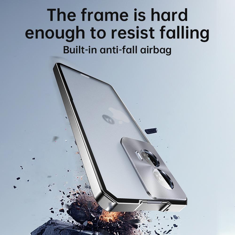Push Up Detachable Case For  Moto Edge 50 Fusion Ultra Pro Translucent Frosted Removable Backboard Metal Frame Bumper Grip Cover