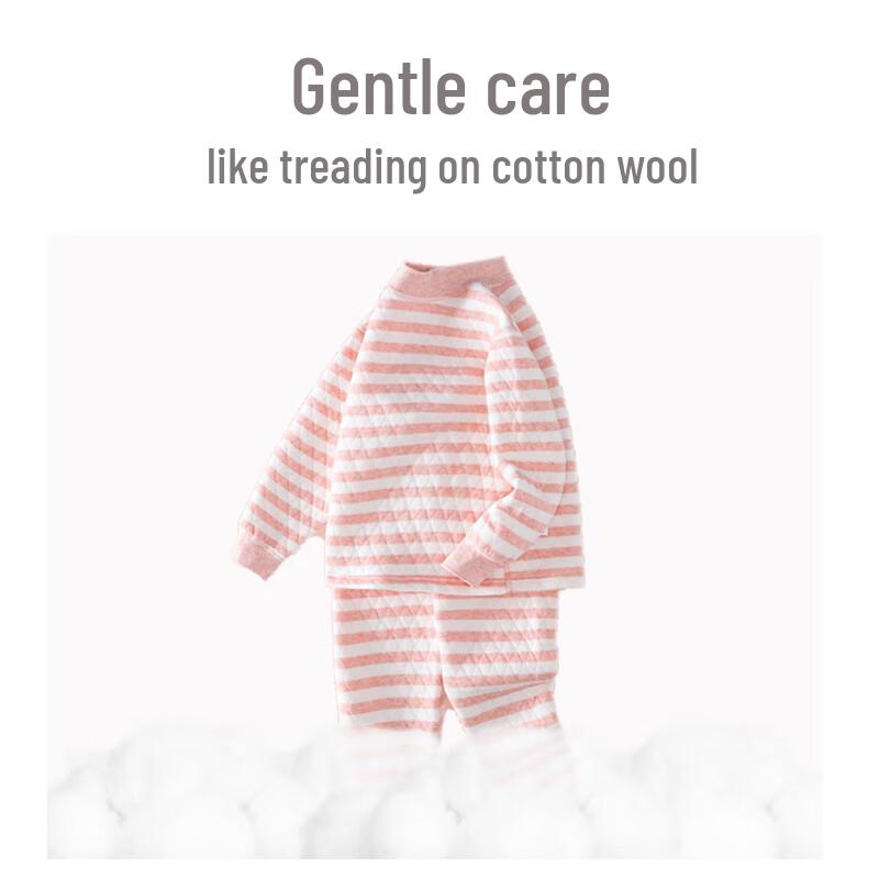 Langsha Girls' 3-Layer Thick 100% Cotton Thermal Underwear Set