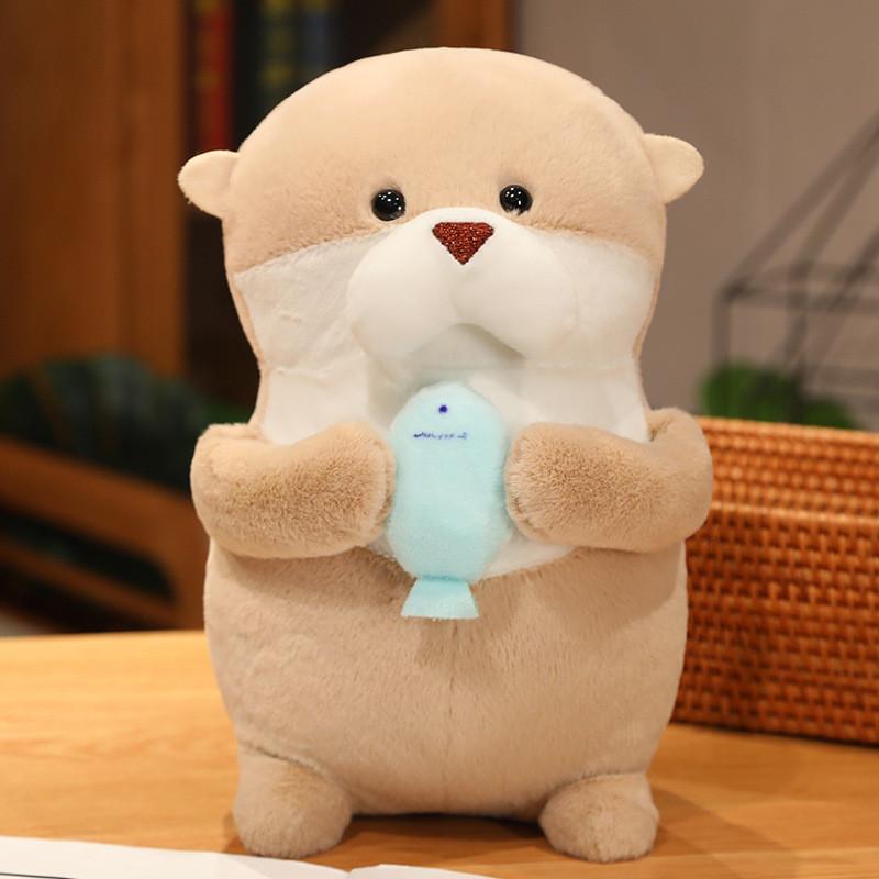 Plush Otter Toy Companion Animal Pillow Hug Fish Pendant Bedroom Decoration Gift
