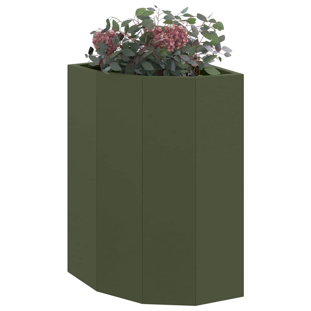 Corner Planter Olive Green 30 x 30 x 50 cm Steel