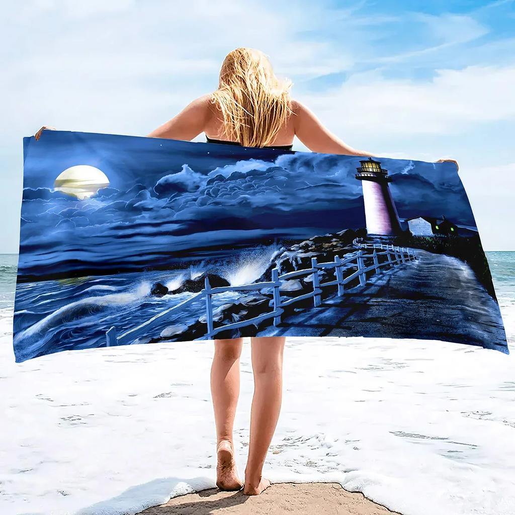 Leuchtturm Mikrofaser Pool Sandfest Strandtuch Decke Schnell Schnelltrocknend Sandfrei Proof Kompakt Outdoor Leichtgewichtige Handtücher