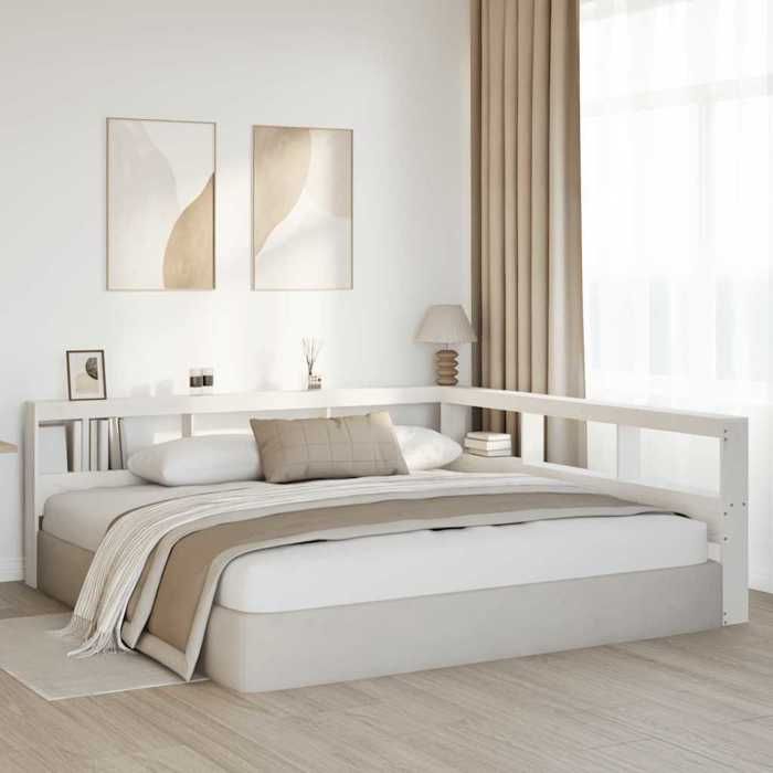 VidaXL L-shaped Bookcase Headboard Solid Pine Wood, Headboard, Headboard with Storage, Headboard 859257