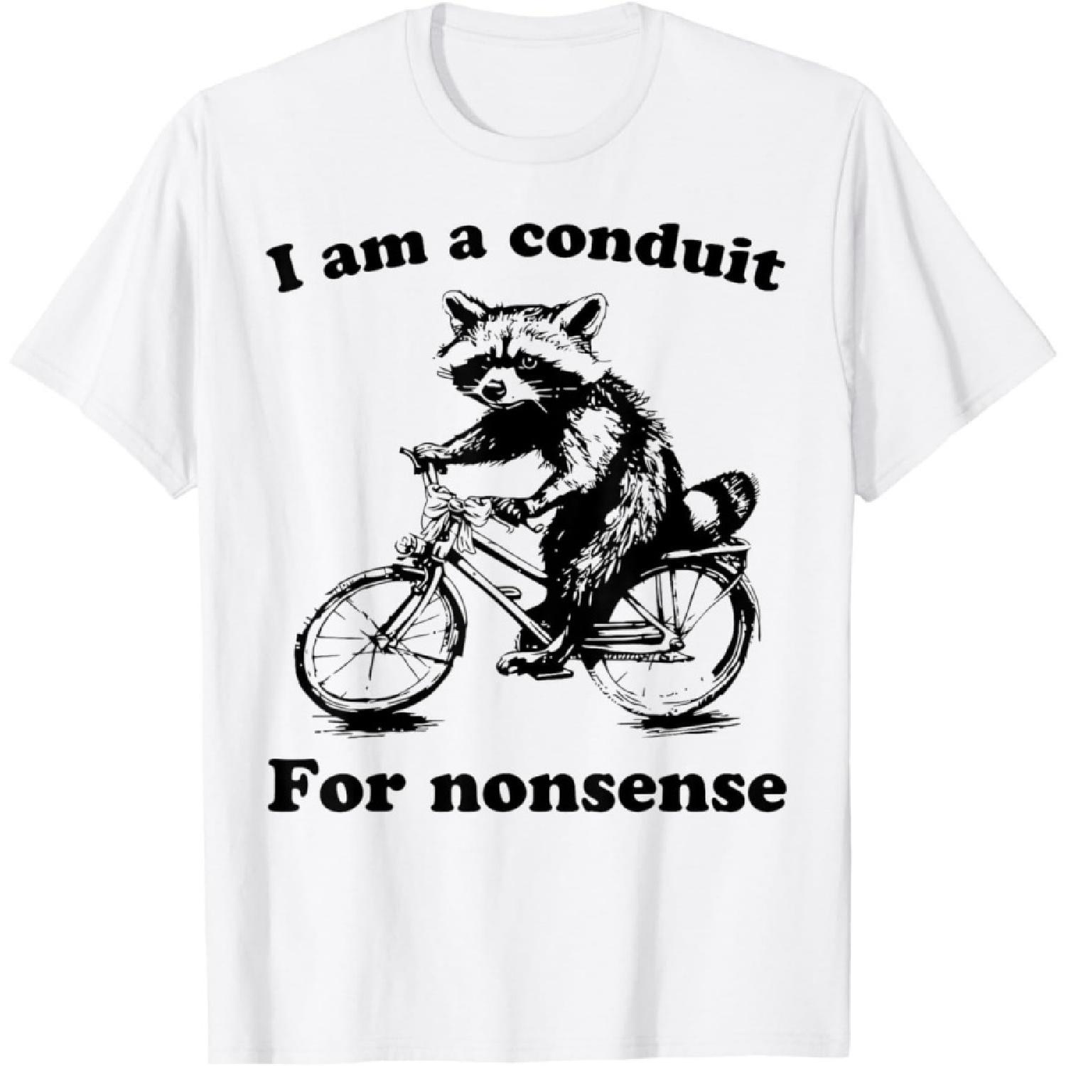 QINGXIUU I Am A Conduit for Nonsense Funny Raccoon T-Shirt XXXXXL белый