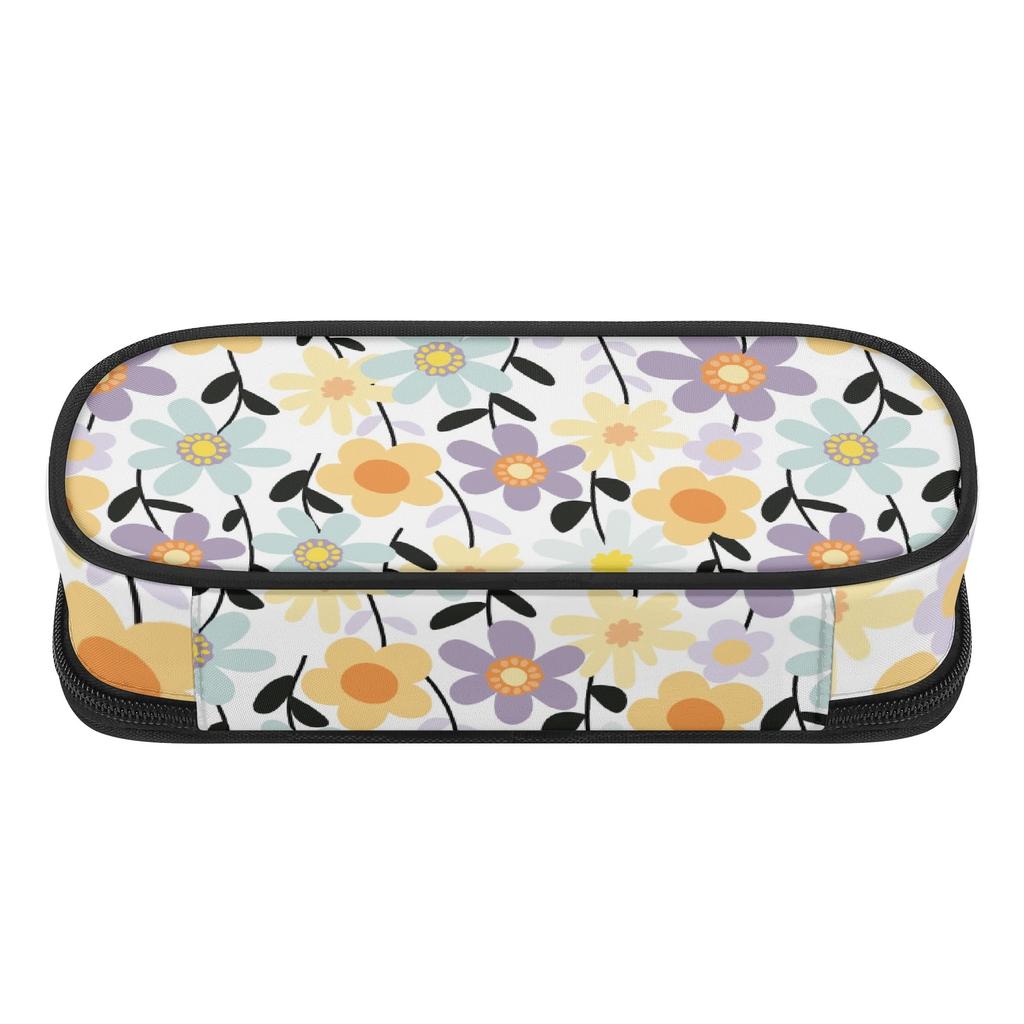 Pen Case Casual Spacious Storage 300D Polyester Smooth Zipper with Mesh Pocket Removable Divider and Pen Slots for Students