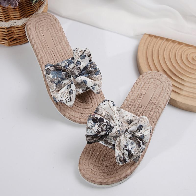 Fashion Summer Ladies Slippers 2025 High Quality Versatile Fashion Women's Shoes Casual Bow Open Toe Flat Slippers Flip Flops Women