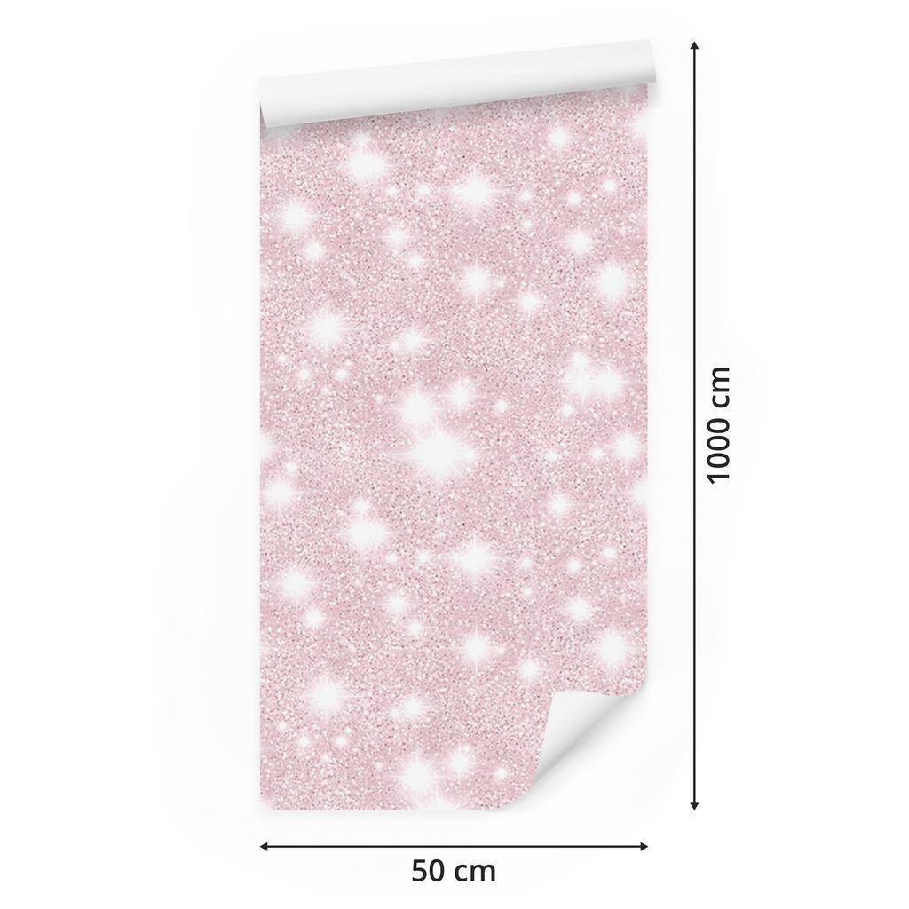 Powder pink and white glitter wallpaper for living room and bedroom 50x1000