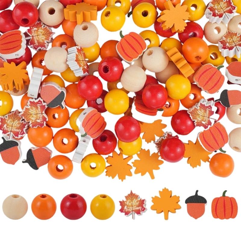 User Friendly Wooden Beads Set Thanksgiving Decoration Handmade Craft Easy Assembly Holiday Beads For Festival Projects