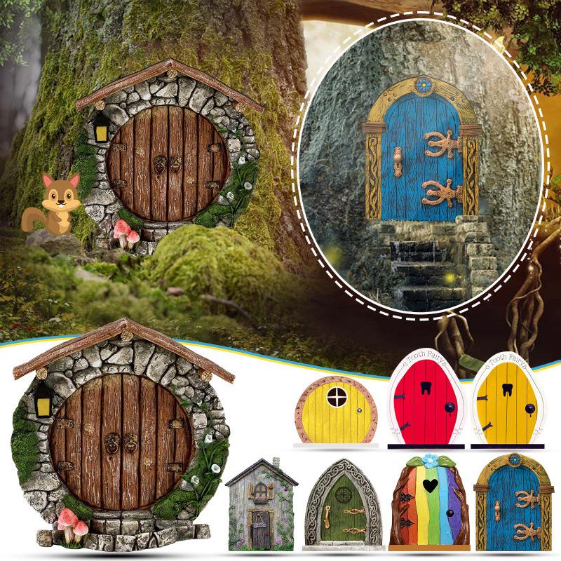 Wooden Elf Fairy Door Ornament for Garden Decor