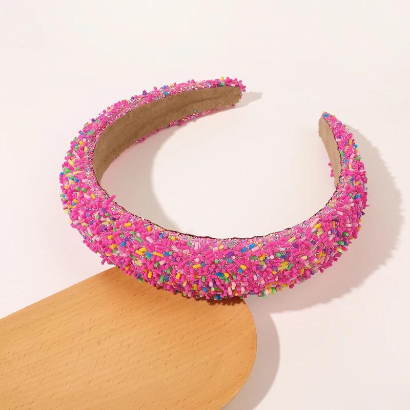 Colorful Candy Acrylic Headbands for Women Sweet Girl Birthday Gift Rainbow Candy Cream Color Hairbands Birthday Cake Headwears