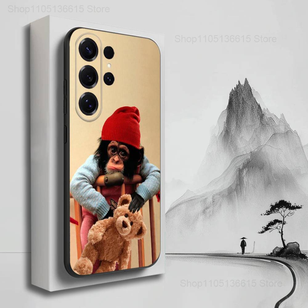 Funny Monkey Cute  Case For Samsung S21,S9,S22,S25,S20,S10,Plus,Ultra,S24,S23,FE,Lite,Soft Silicone Black