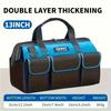 1pc Canvas Tool Bag - Multi-Pocket Organizer for Electricians/Workshop | Reinforced Handles & Shoulder Strap, Black & Navy