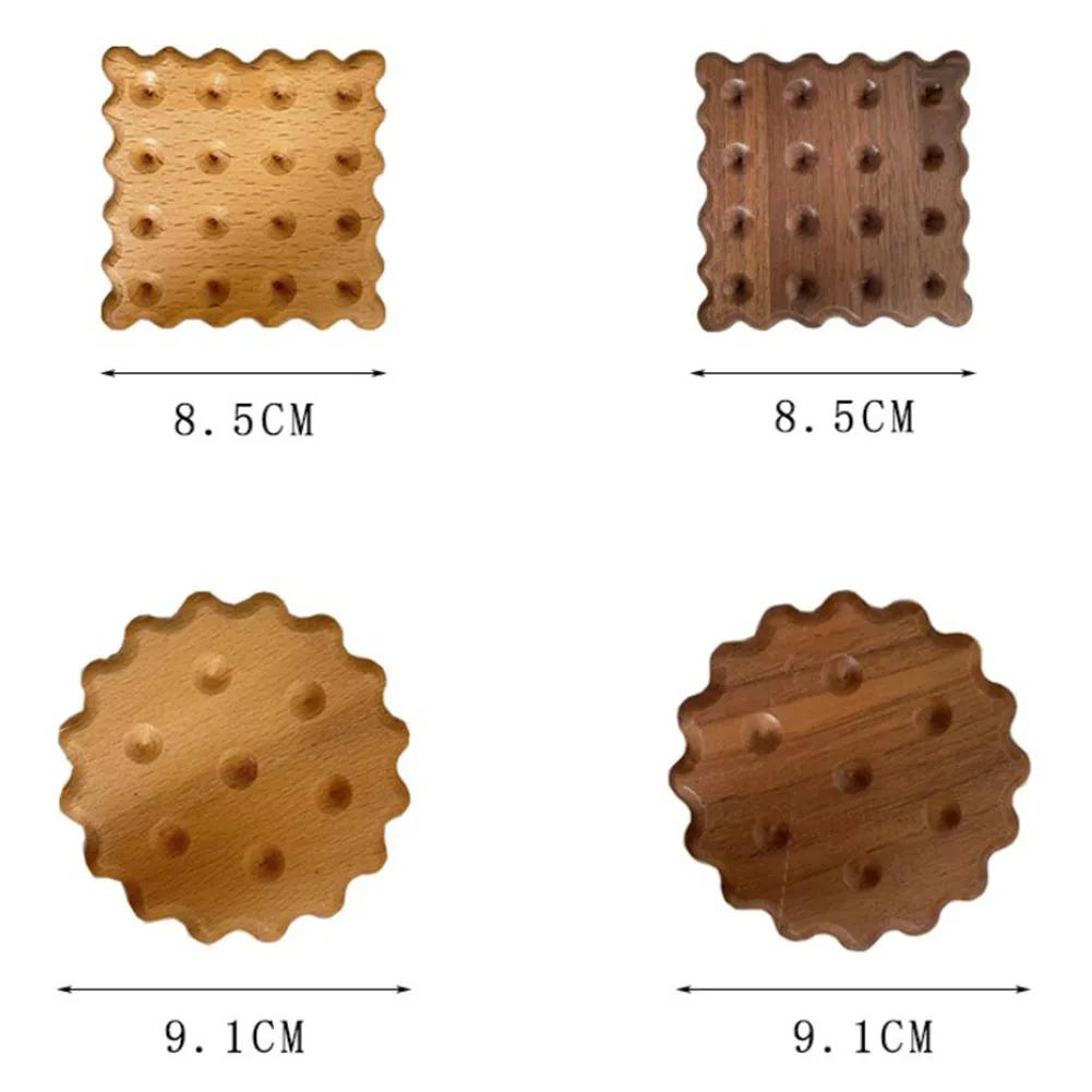 1 stk massivt tre bord dekkeunderlegg Kjeksformet underlegg isolasjonspute For hjemmekjøkken Kaffekopp Hot Pad Drikkeunderlegg