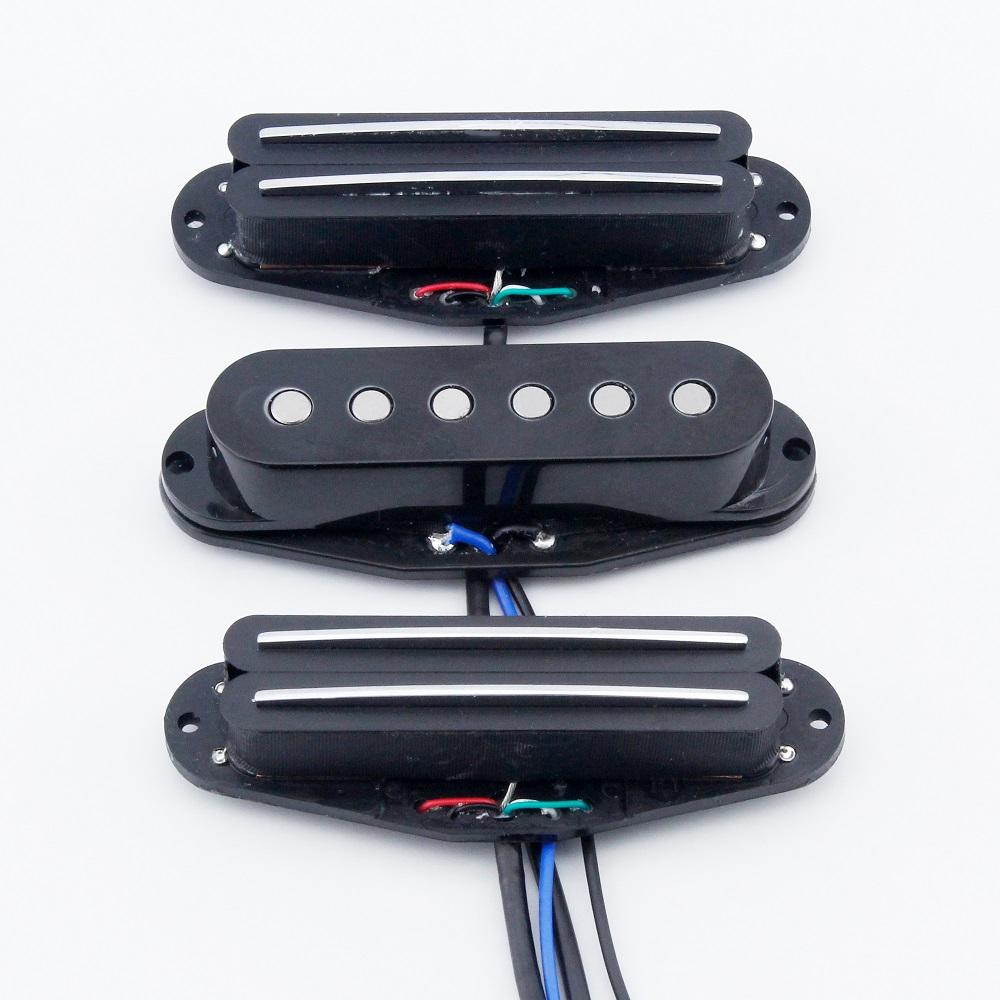 FLEOR 3pcs Ceramic Hot Dual Rails Pickup +Single Coil Pickup+Hot Dual Rails Pickup for ST SSS Electric Guitar Parts