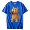 Men's Print Cute Teddy Bear Drinking Beer Poster T-Shirt Summer Oversized Men Short Sleeve Top Women Cotton T Shirt Streetwea