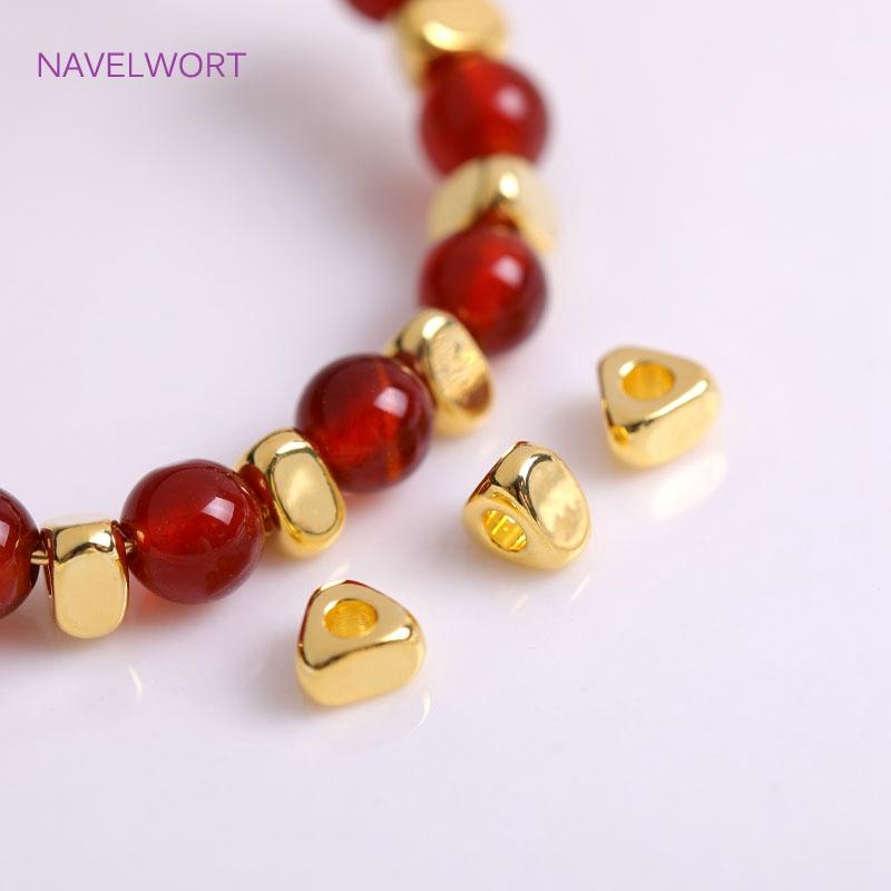 Trendy 18K Gold Plated Brass Triangular Beads Smooth Spacer Beads Supplies For Jewellery Making DIY Handmade Crafts Wholesale