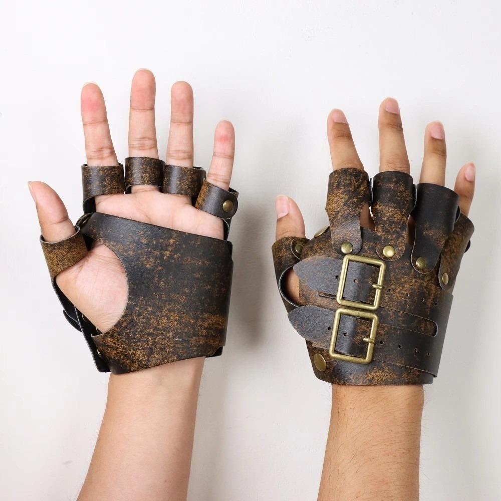 

Браслет Дизайн Перчатки из Искусственной Кожи Средневековый Стиль Косплей Перчатки Стимпанк Перчатки Рок-Группы коричневый