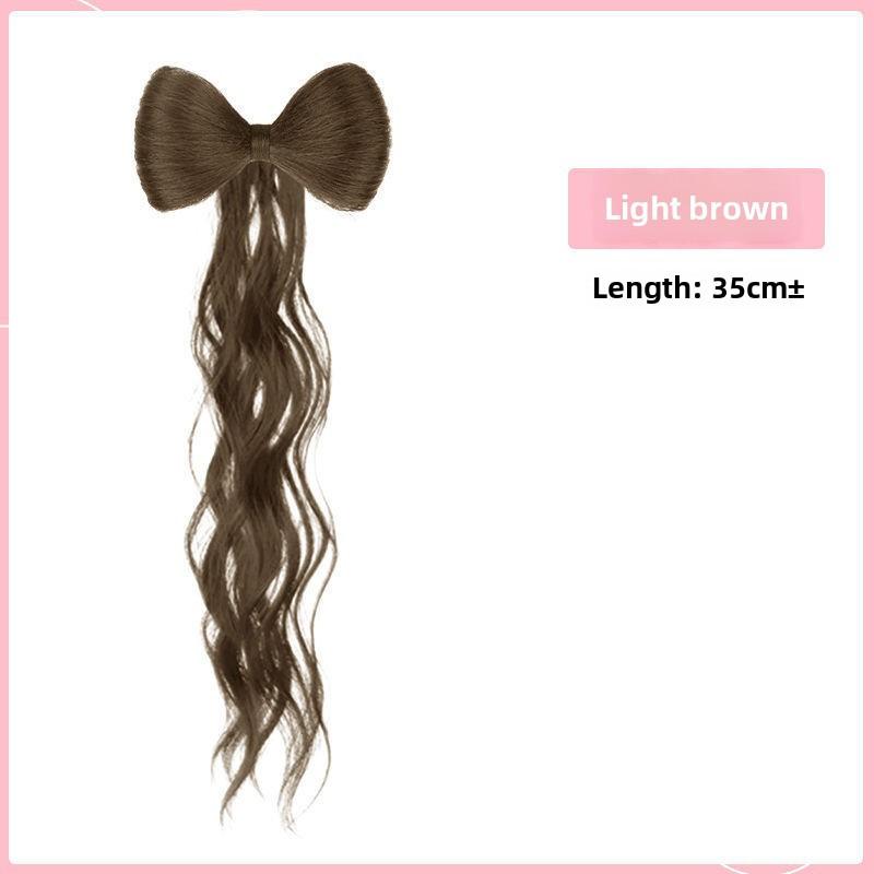 

Накладные волосы с бантом и наполовину собранными в хвостик, зажим для волос, небрежный пучок 1PCS светло-коричневого